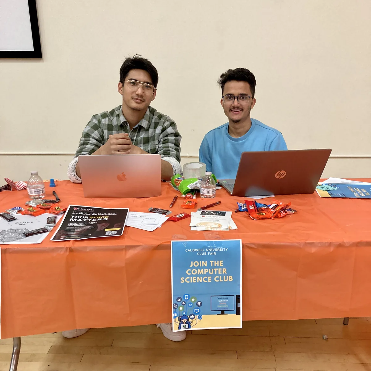 At the Computer Science Club table during the Caldwell University club fair.